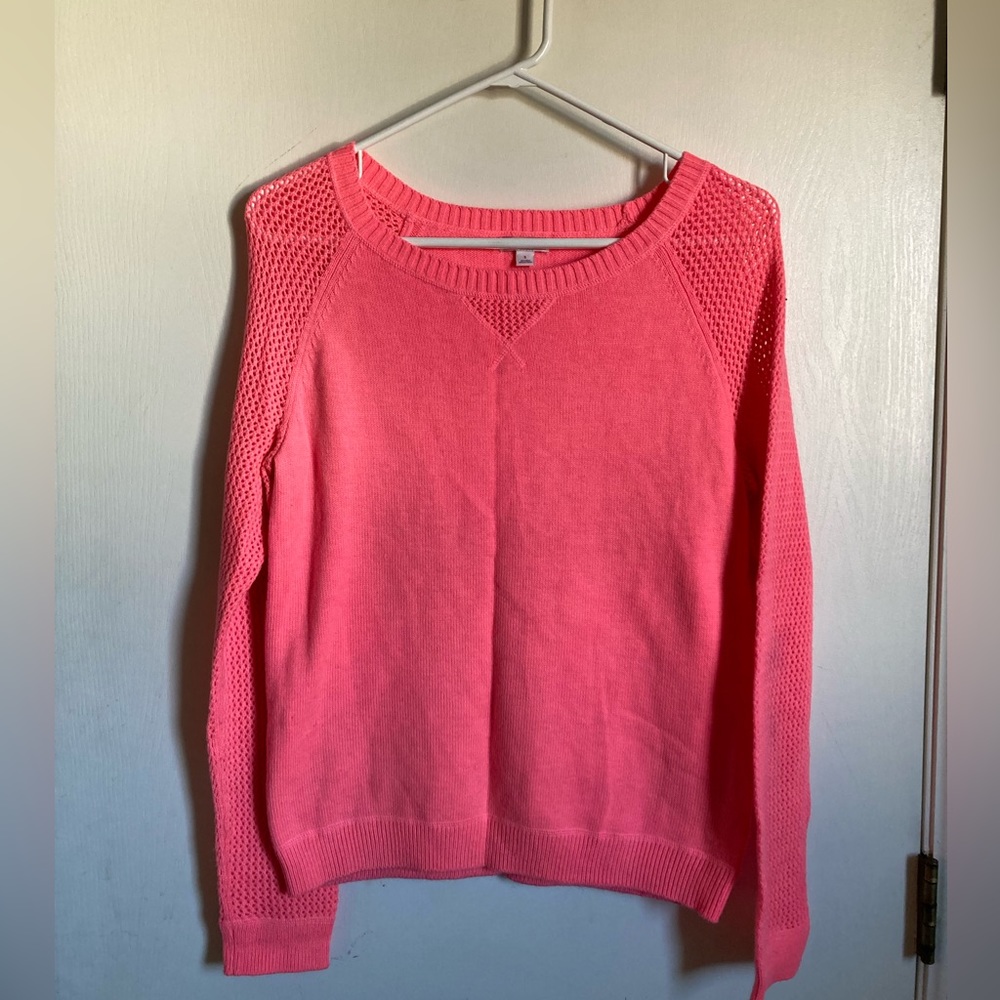 *GAP Dorito Solid Neon Double Pink Wool Blend Small Long Sleeve Sweater #Gr